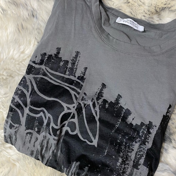 Versace Collection Tops - VERSACE collection T Shirt grey and black graffiti